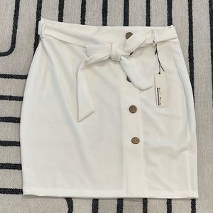 Haute Monde button down tie white wrap skirt